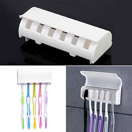 wlgreatsp Anti-dust Toothbrush Easily Wall Mounted Holder With Germ Protecting Cover, Perfect For Traveling, Dorm Bathrooms and More, Holds 6 Toothbrushes- (White)