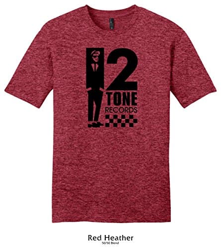 Throwbackmax 2 Tone Record Label Tee Shirt - Long Live Vinyl! (Medium, Red Heather)