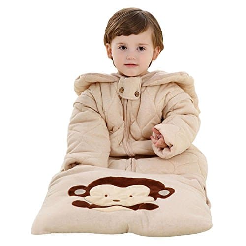 Sleeping Bag Eco Cold Weather Sleeping Bag Padded Foldable Organic Long Sleeve Wearable Sleeping Bag for Boys Girls Kids (115cm Winter (for infant))
