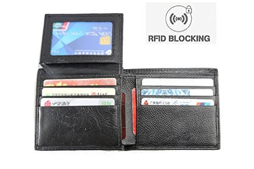 Ogem Men's RFID Blocking Leather Trifold Wallet with Credit Card Protector