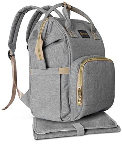Diaper Bag Backpack PREMIUM Multi-Function Waterproof Travel for Girl & Boy, Maternity Nappy Organizer with Changing Pad & Insulated Pockets, Large Capacity, Durable and Stylish (Gray)