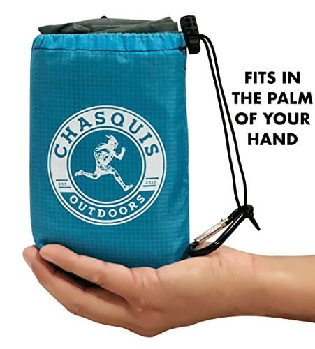 Compact Outdoor waterproof pocket blanket - 152cm x 140cm, Quality Rip Stop Nylon, Durable, Best Waterproof Mat, includes 4 Anchor Loops, 4 pockets, 4 stakes - rain guard, camping tarp