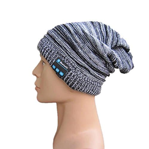 Chic Warm Sport Knit Caps Detachable Gorro Cap Wireless Bluetooth Phone PAD Laptop Music Hat (Grey)