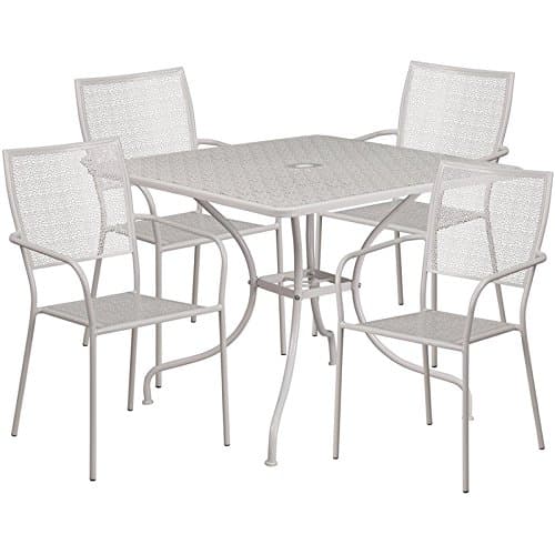 Westbury 5-pcs Table Set Square 35.5'' Light Gray w/4 Square Back Chairs