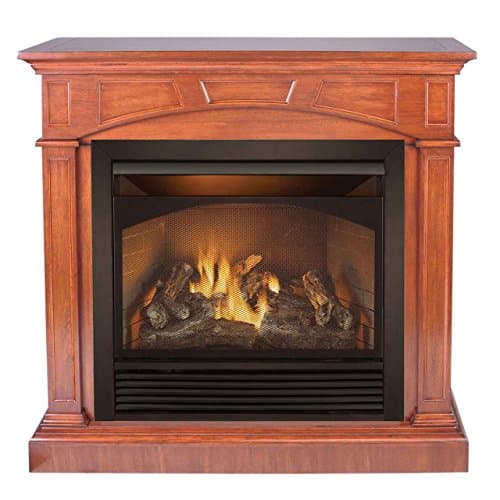 Duluth Forge Dual Fuel Gas Fireplace-32,000 BTU, Remote Control, Heritage Finish ventless Fireplace Large Cherry