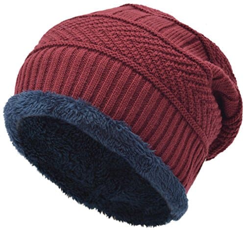 EASTER BARTHE Mens Winter Beanie Warm Winter Hat Fleece Lined Knit Beanie Hat Baggy Oversized Slouchy Skull Beanie Cap