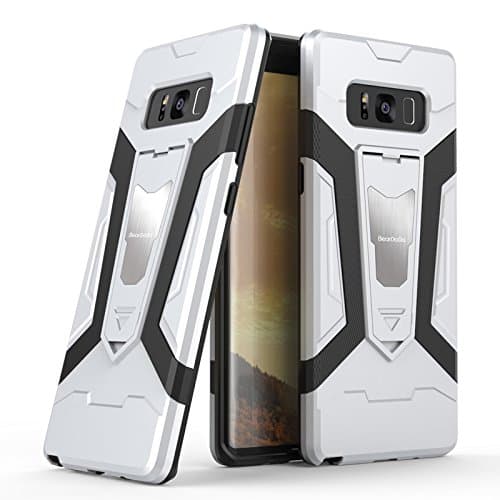 Galaxy Note 8 Case, KoolBands Durable Slim Light Weight Hard Back Shock-Absorbing Rigid Back Cover Protective Case with Kickstand Protection Cover for Samsung Galaxy Note 8 2017 Phone (Silver)