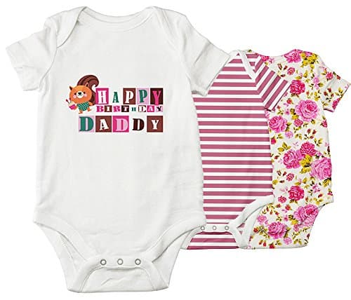 Birthday Baby Bodysuits Set (XS, White/Pink)