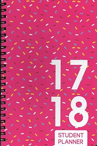 2017 - 2018 Student Planner Calendar (Pink Skulls) - School College Weekly / Monthly Agenda - Appointment Book Organizer - (Spiral Bound) v2