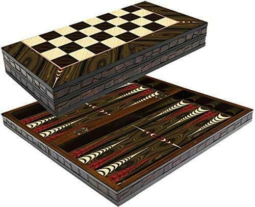 Chessgammon LARGE BACKGAMMON SET FOLDABLE WOODEN BOARD GAME-QUALITY AND HEAVEY (Walnut- 20")