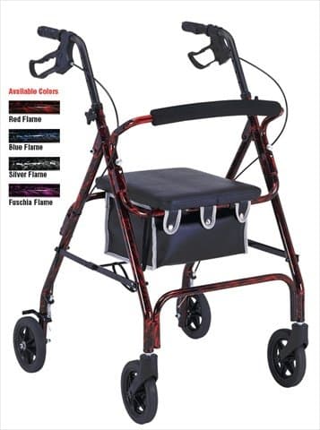 Aluminum Rollator 1037 with Loop Brakes and Flame Finish