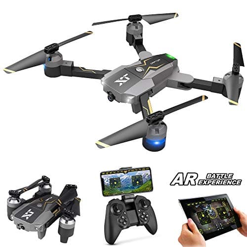 Drones with Camera Live Video, Atoyscasa FPV RC Drone with 720P HD Wi-Fi Camera 2.4GHz 6-Axis Gyro Foldable Quadcopter for Kids Beginner, Altitude Hold, Headless Mode, AR GAME (Grey X-PACK 8)