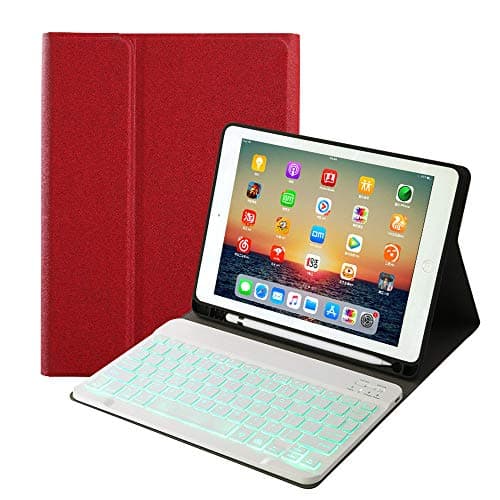 for iPad 9th Gen(2021)/7th 8th Generation 10.2-inch Keyboard Leather Case,7 Colors Backlit Wireless Bluetooth Removable Keyboard with Slim Folio Cover for iPad 10.2"(Red)