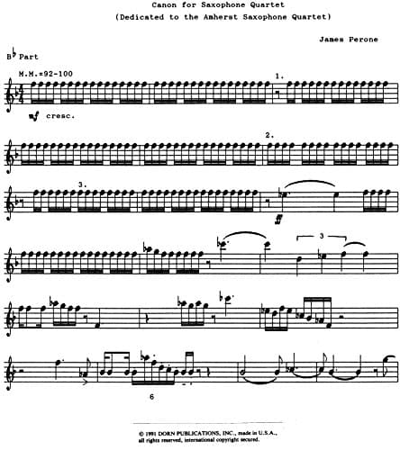 Canon for Saxophone Quartet by James Perone
