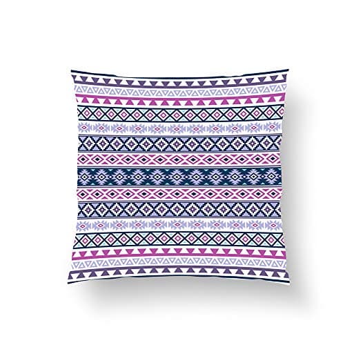 Zippered Pillow Covers Pillowcases One Side 26x26 Inch Aztec Stylized Pattern Pinks Purples Blues White Pillow Pillow Cases Cushion Cover for Home Sofa Bedding