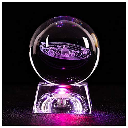 RTYUIIO Night Lights 3D Engraved Galaxy Solar System Crystal Lamp Luminous Night Light Crystal Crafts Round Sphere Home Office Table Decoration Lamp(10Cm),Starry