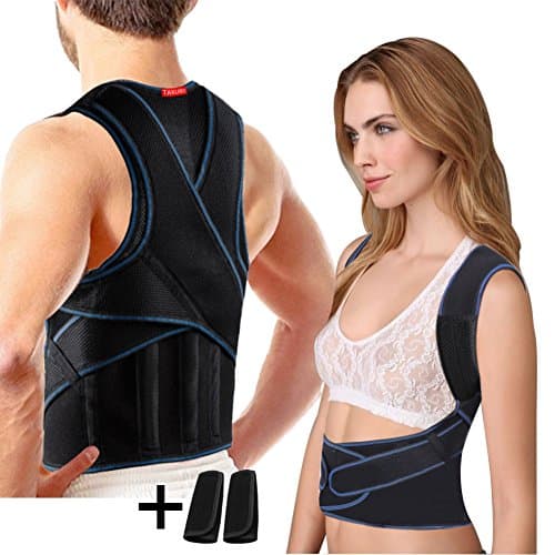 Back Posture Corrector for Men /Women , Adjustable Lumbar and Lower Back Support Belt, Back Shoulder Brace Strap Pain Relief Waist Trimmer with 2 Decompression Pad (S)
