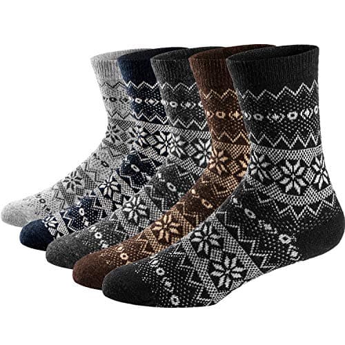 5 Pairs Mens Vintage Style Fall Winter Soft Warm Thick Knit Wool Crew Socks