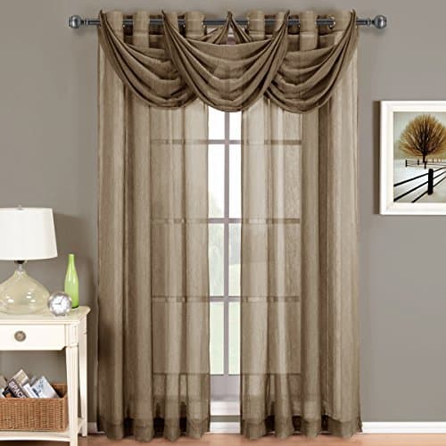 Abri Grommet Crushed Sheer Curtain Panel 50 x 108" Panel Mocha 50 x 108" Panel Mocha