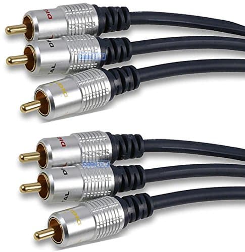 PRO 3 x RCA Triple Phono Cable 0.5m to 10m Audio Video Composite Digital TV Lead (2m)