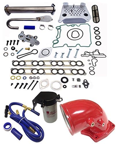Ford 6.0l Diesel EGR Delete Kit Engine Oil Cooler High Flow Intake Gaskets Blue Spring Upgrade Coolant Filter Kit F250 F350 F450 F550 Excursion Turbo Diesel (Red)