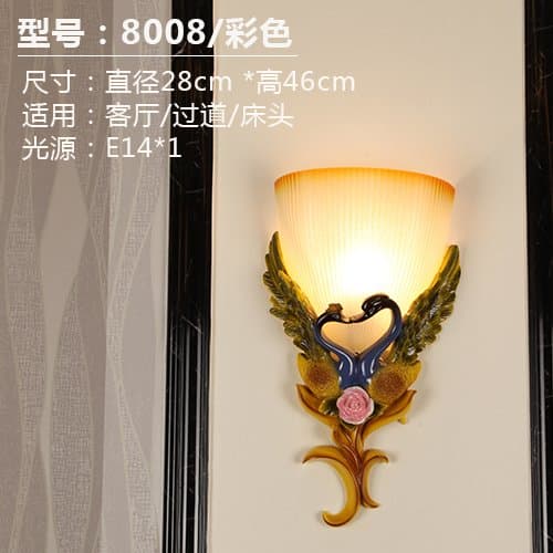 LIYAN Minimalist Wall Light Sconce E26/27 Base European Style Wall lamp Living Room Wall Creative Personality Bedroom Bedside lamp Stair Corridor Swan Marriage Room Decoration Light, Color, [Energy Class A+++]