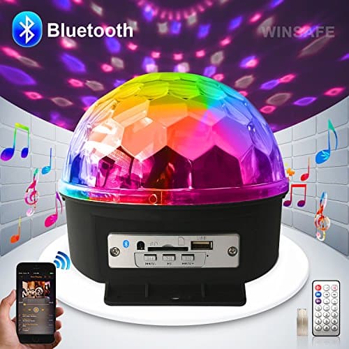 Disco Ball DJ Lights disco lights Strobe Lamp play music 9 Color LED Bluetooth Stage Lights for Birthday, Christmas, Dance, Home Party Sound Activated Remote Control MP3 Play and USB for Xmas Pub Show