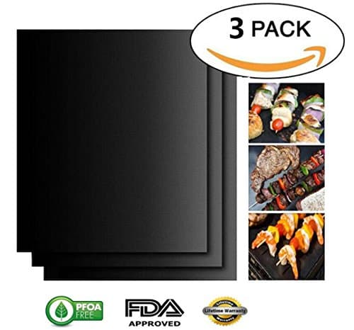 Kokome 3 Pack Resuable Oven Liners Non Stick Heavy Duty BBQ Grill Mats Baking Cooking Sheets Durable Heat Resistant Teflon Fan Assisted Coated Toaster Ovens Lining 40x50CM