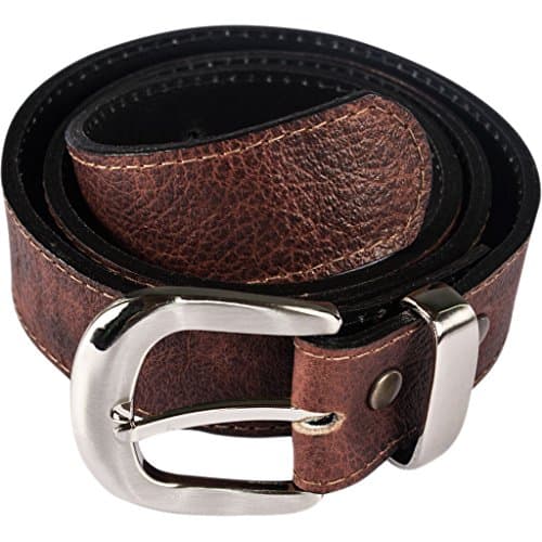 Brown Leather Money Belt with Interchangeable Buckle
