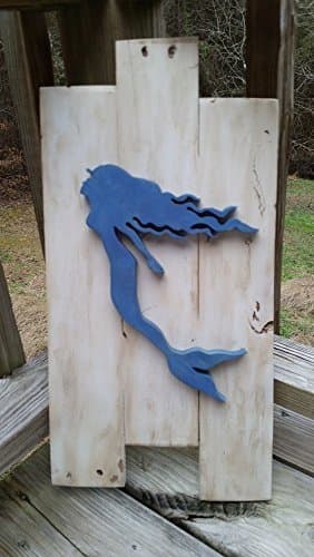 2 Layer Mermaid Rustic pallet sign Wooden wall hanging Rustic home decor Shabby chic accent Rustic beach decor
