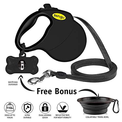 Retractable Dog Leash, 16 ft Nylon Dog Walking Leashes for Small Medium Large Dogs up to 110lbs, One Button Break & Lock, Tangle Free