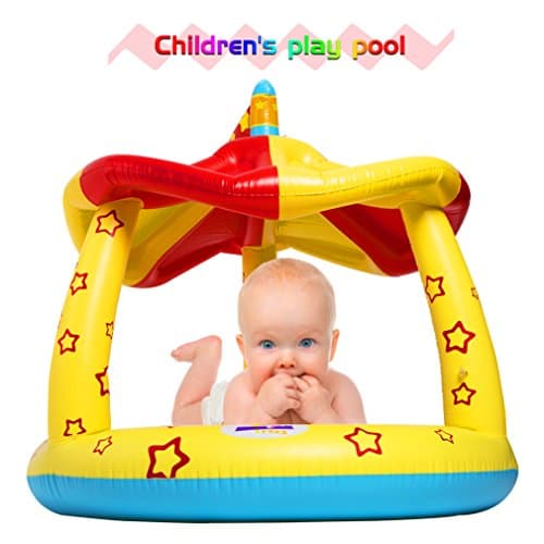 Inflatable Baby Pool Float Sun Shade Canopy Baby Float Seat Boat, Infant Swimming Floats Outdoor, Bath Toys for Kids Toddlers