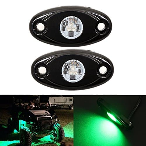 LEDUR LED Rock Light Kits LED Neon Underglow Light JEEP ATV SUV Offroad Truck Boat Underbody Glow Trail Rig Lamp Waterproof (2PCS,Green)