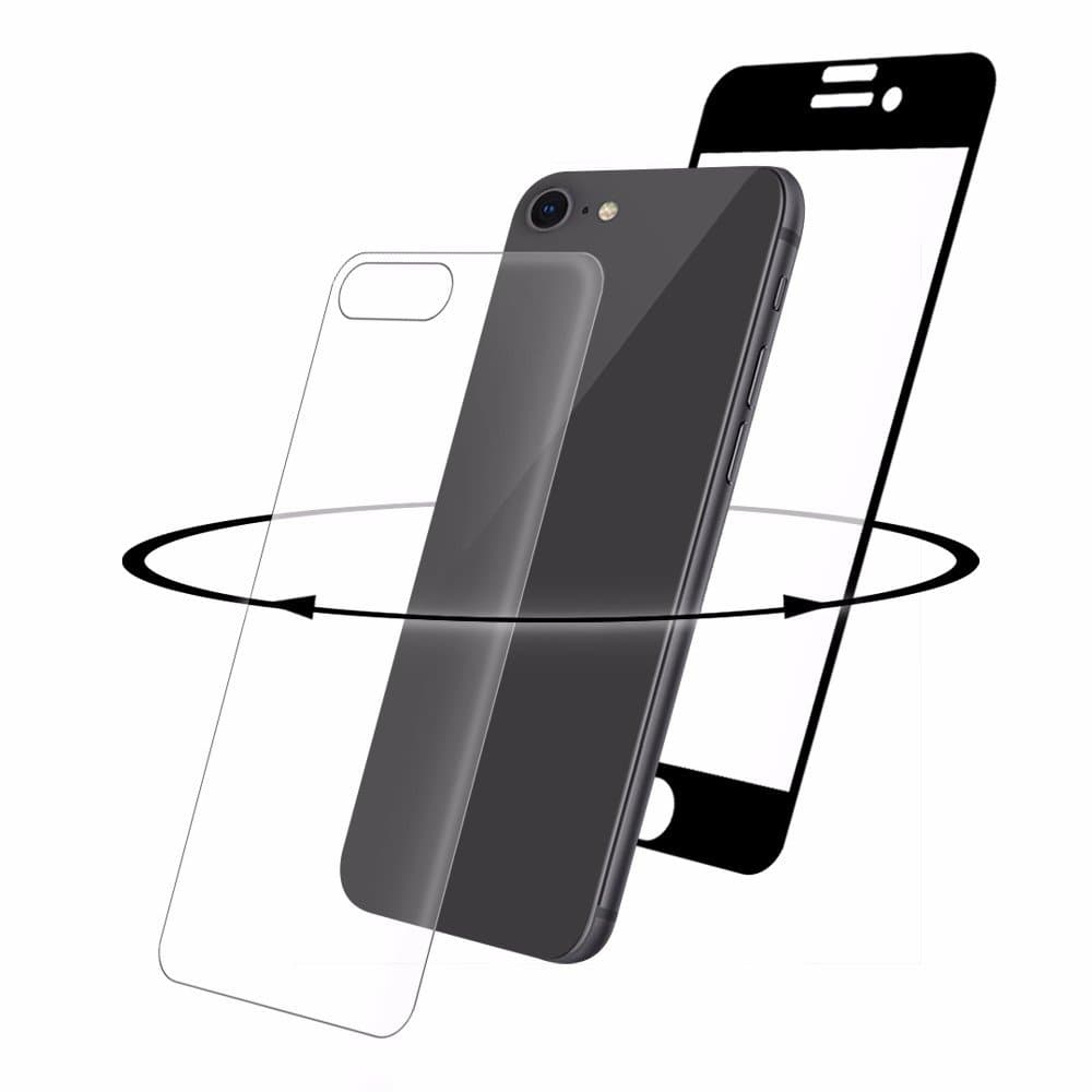 EIGER iPhone 8 Premium Tempered Curved Glass Screen Protector 360 Degrees, Front and Back Glass (Japanese Asahi Glass) with Cleaning Kit, Black/Clear
