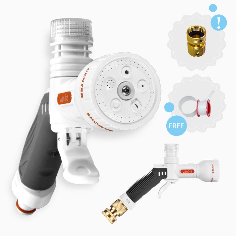 Vanjoy Garden Hose Nozzle Heavy Duty, Flow Control Hose Nozzle for Garden Watering, Car Wash and Pets Shower, Patent Design Zero Leak, 5 Spray Patterns