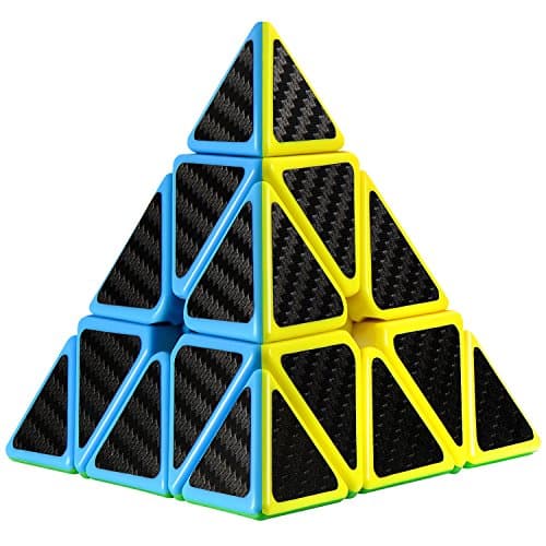 Olicity Pyramid Speed Cube Carbon Fiber Sticker Triangle Puzzle Cube for Intelligence Development and Puzzle Enthusiasts