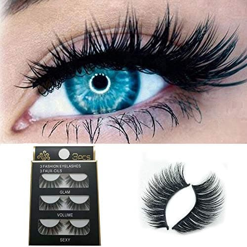 Natural Eyelashes Extension,Diadia 3Pair Luxury False Eyelashes Prime Pack 3D False Lashes Long Fluffy Strip Eyelashes for Women Girls Party