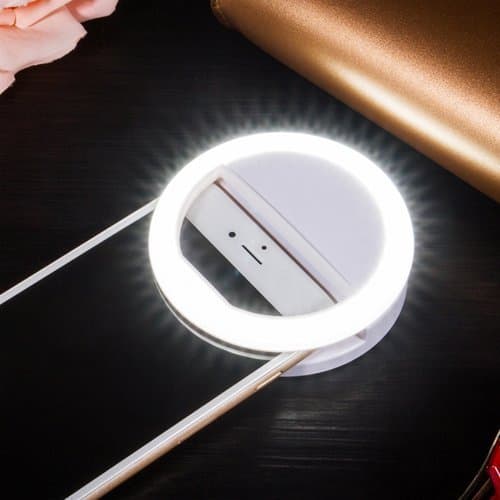 Mobeezy Portable LED Ring Selfie Light for Smartphones, Tablets and iPhone (White)