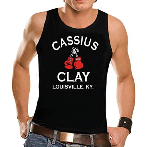 COWRIES AND SHELLS CLASSIUS CLAY Muhammad Ali BOXING GLOVES BLACK T-SHIRT VEST TOP (SMALL-XXLARGE)