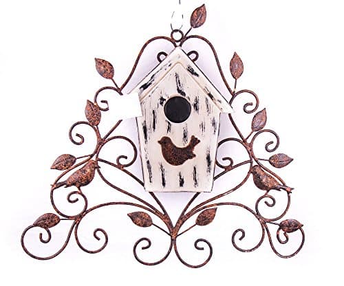 Large Metal & Wood Tree Wall Decor with Bird & house 3D Outdoor Indoor Antiqued Rust Colored