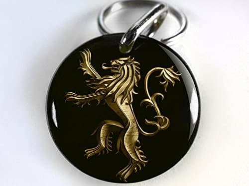 Custom pet ID Tag dog cat pet tag Game of Thrones Black Gold Lannister Lion DBL (Medium 1.25”)