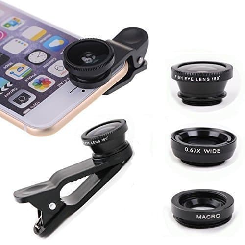 Christmas 2019 Cell Phone 3-1 Camera Lenses for iPhone, Samsung, Android, HTC, Smart Phone, Tablets, iPad, Laptops, Perfect Stocking Stuffer, Secret Santa Gift (Colors Vary)