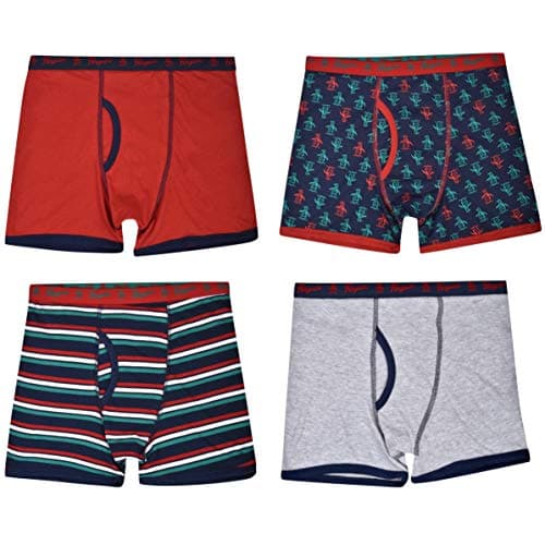 Original Penguin Boys 4-Pack Tagless Jersey Cotton Winter-Theme Printed Boxer Briefs Holiday Box Bonus!