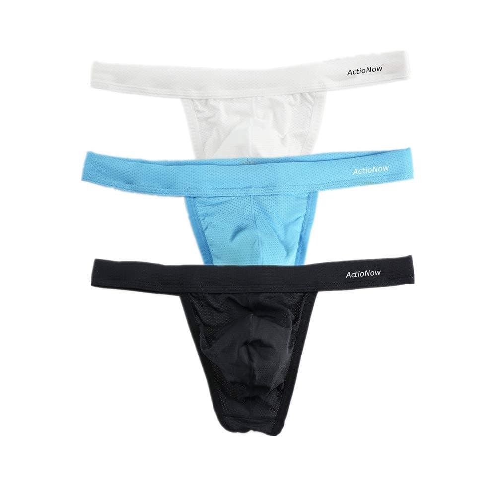 ActioNow Mens Micro Mesh Stretch Thong T-Back Gym Underwear, 3er-Pack