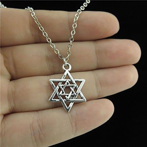 Jaywine2 18" Chain Alloy Collar Short Necklace Silver Two Star of David Jewish Pendant