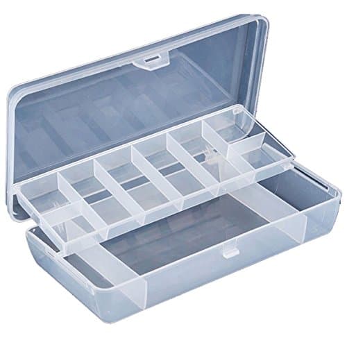 Fishing Lures Storage Box, DBHAWK Plastic 2 Tray Compartments Double Floor Light Weight Portable Fishing Lure Tackle Box Two-Sided Storage Case