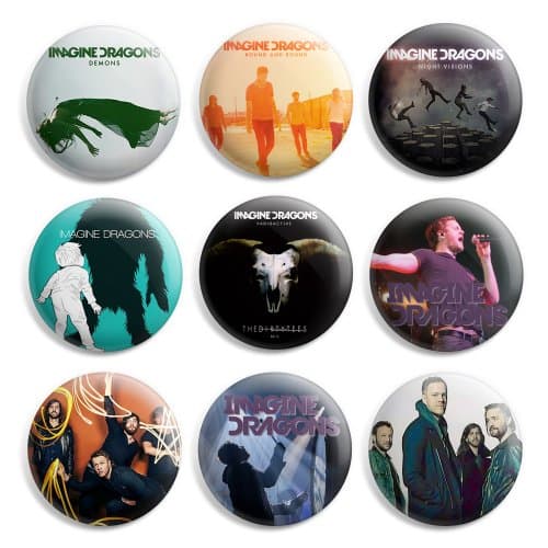 Imagine Dragons Pinback Buttons Pin Badges 1 Inch (25mm) - Pack of 9