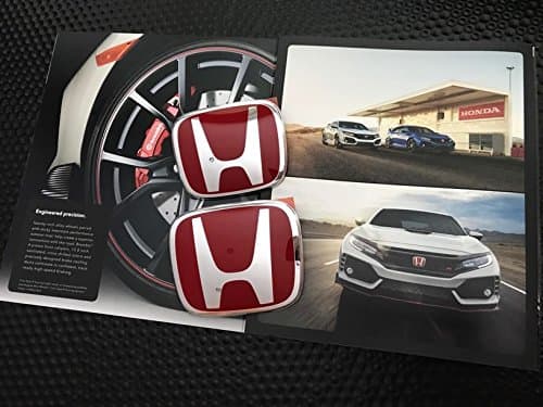 2PCS AUDM OEM RED FRONT + REAR EMBLEM BADGE FOR CIVIC SEDAN 2016-2019