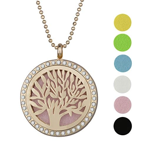 EBOETA Pendant Necklace Essential Oil Diffuser Floating Locket , 24" Chain + 6 Felt Pads