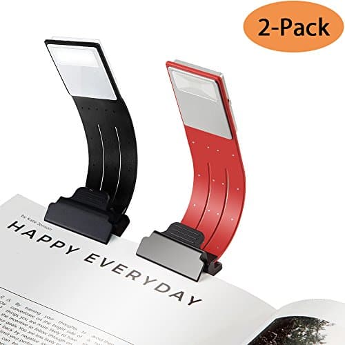 Clip Reading Light,AoLiPlus 2 Pack Tough Switch 4 Levels Brightness LED Book Light Multifunctional as Bookmark Desk &amp; Bed Lamp for Reading with Soft Cover and Hard Cover Books,Magazines,etc(Black&amp;Red)